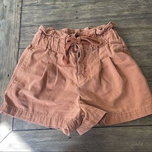 Forever 21 Orange Tie Cargo Shorts, Size XS